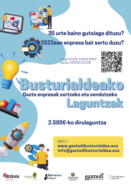 Cartel del programa de ayudas a la creación y mantenimiento de empresas en Busturialdea 2023